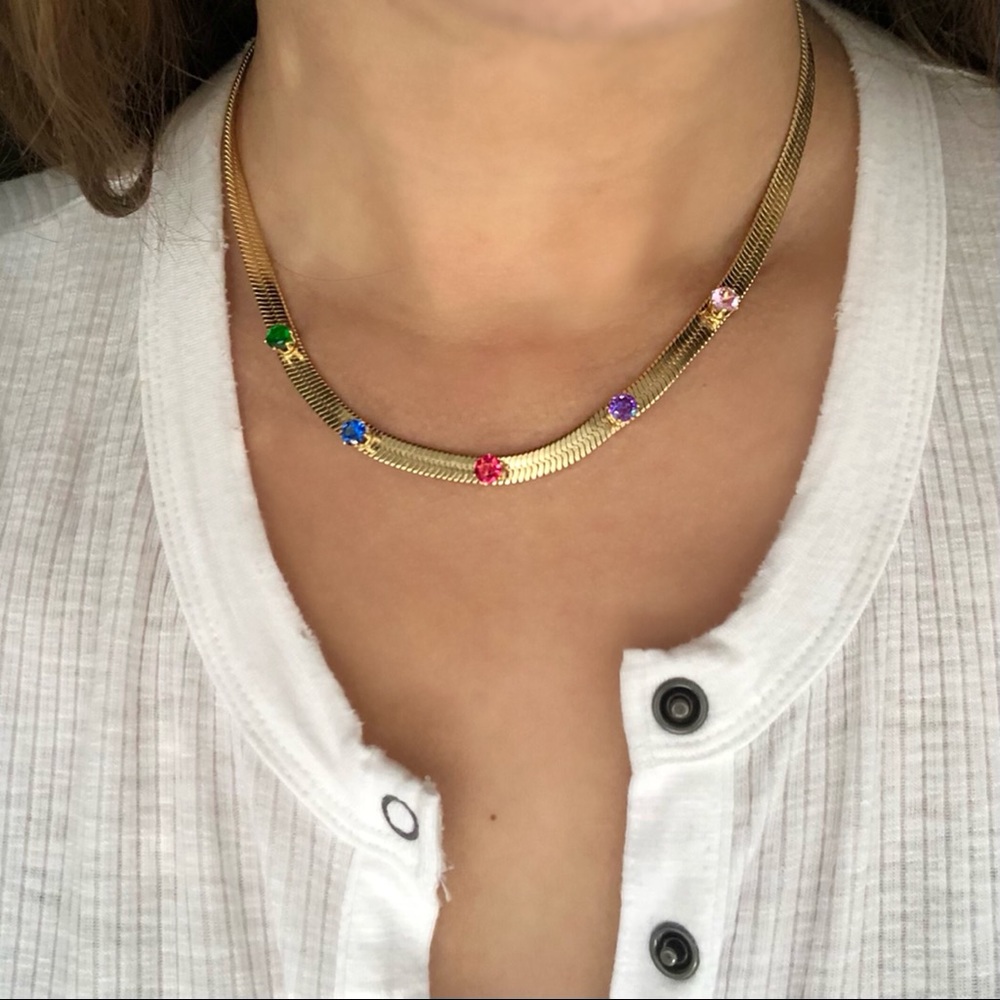 New! Cubic Zirconia Snake Chain Necklace